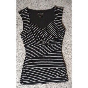 WHBM Sleeveless Blouse Black With White Stripes XS  Clubwear
